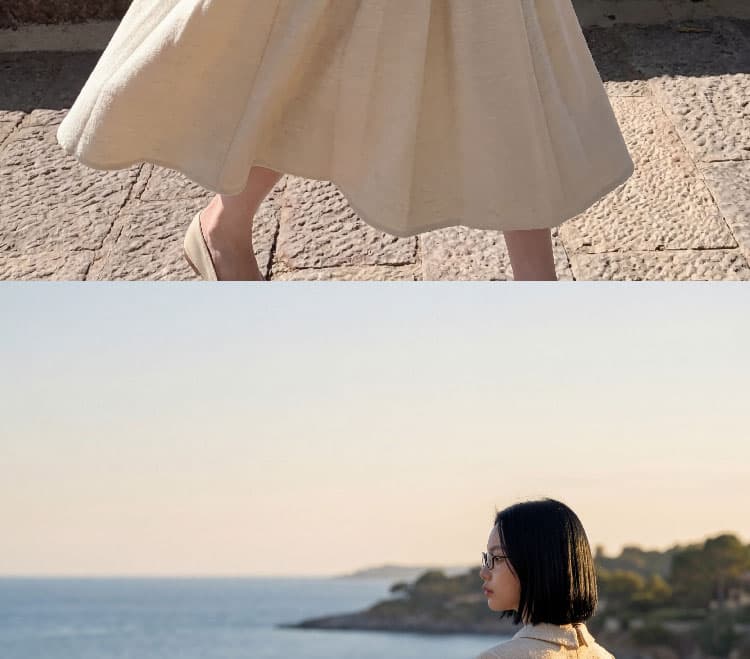 해변가 휴일 프랑스식 레트로 폴로 칼라 허리 수축 여성 드레스 여름 부드러운 바람 품격 롱 스커트 상세 이미지 15