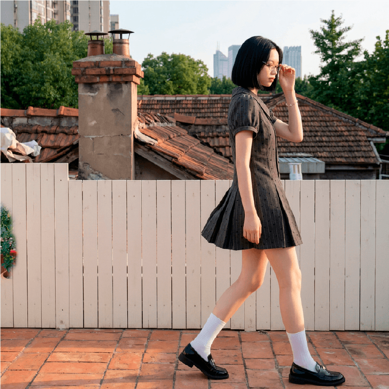 순수한 욕망 핫걸 레트로 스타일 출퇴근 학원 스타일 여성 여름 연령 감소 경기 반바지 작은 키 드레스 이미지 2