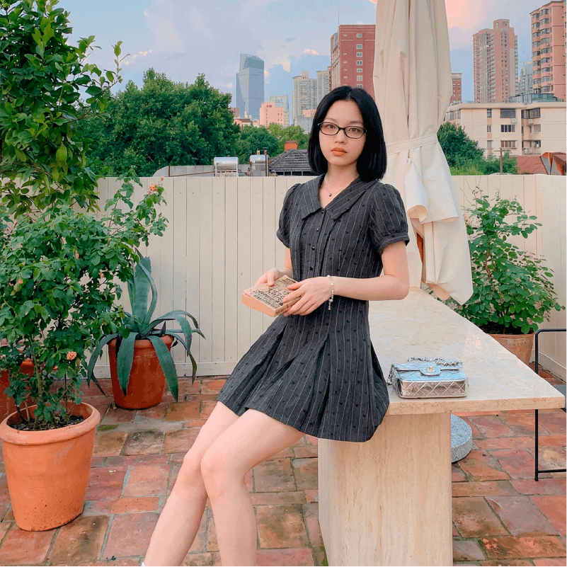 순수한 욕망 핫걸 레트로 스타일 출퇴근 학원 스타일 여성 여름 연령 감소 경기 반바지 작은 키 드레스 이미지 3