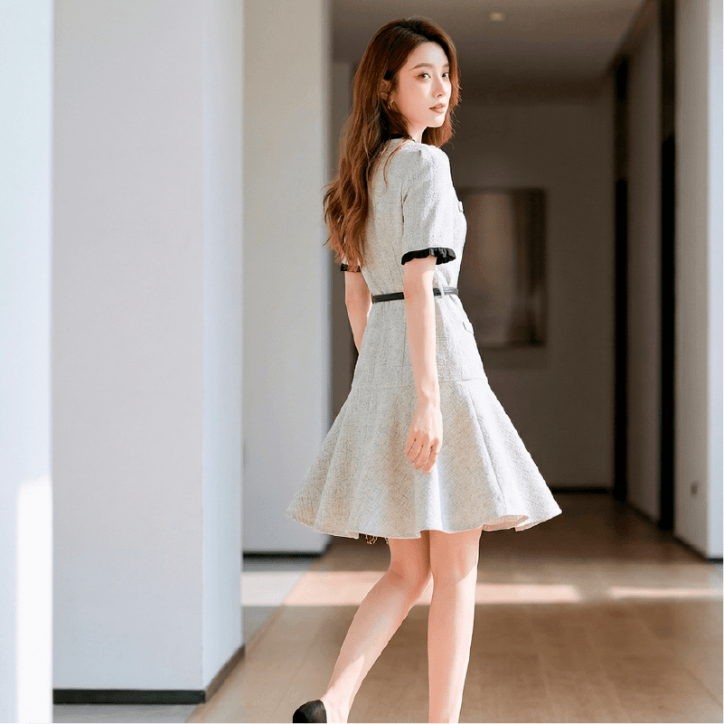 프랑스식 작은 샤넬 스타일 프릴 여성 드레스 2026 년 여름 새로운 숙녀 품격 치마 이미지 4