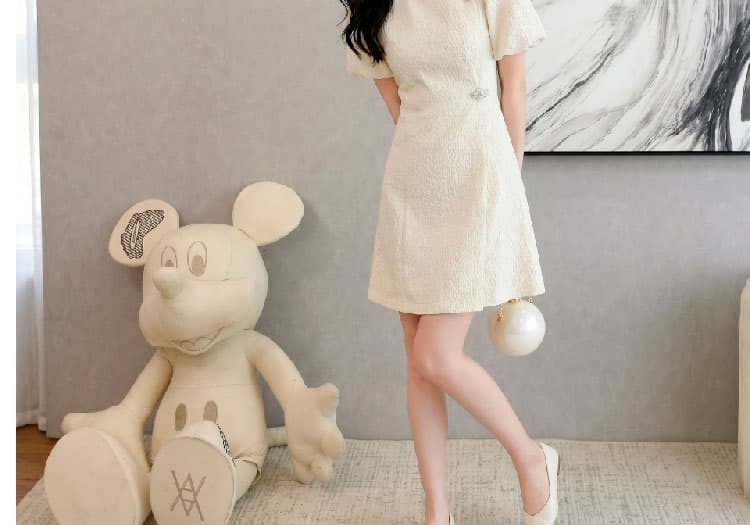 실사 프랑스식 향상된 버전 치파오 드레스 여름 새로운 작은 키 문예 디자인 센스 소녀 품격 드레스 상세 이미지 15