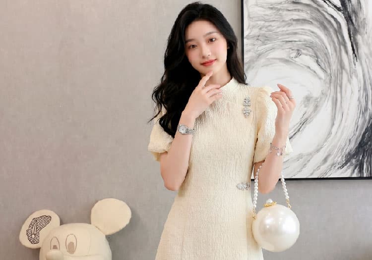 실사 프랑스식 향상된 버전 치파오 드레스 여름 새로운 작은 키 문예 디자인 센스 소녀 품격 드레스 상세 이미지 18