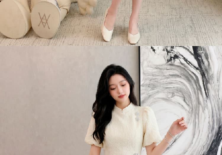 실사 프랑스식 향상된 버전 치파오 드레스 여름 새로운 작은 키 문예 디자인 센스 소녀 품격 드레스 상세 이미지 21