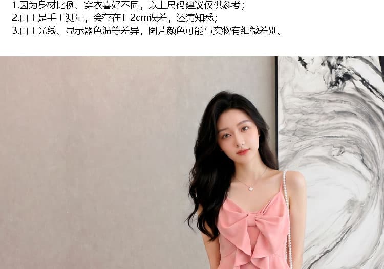 실사 나비 매듭 모델링 슬립 드레스 여름 새로운 여성 화이트 한 마디 중간 길이 드레스 상세 이미지 14