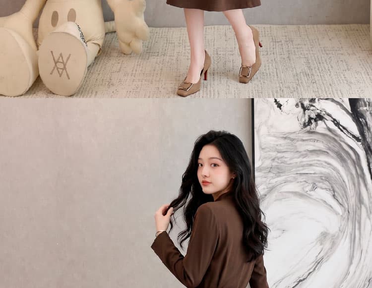 봄 가을 새로운 긴팔 여성 드레스 작은 키 고급 허리 수축 슬림해 보이는 품격 외국 가스 연령 감소 치마 상세 이미지 19