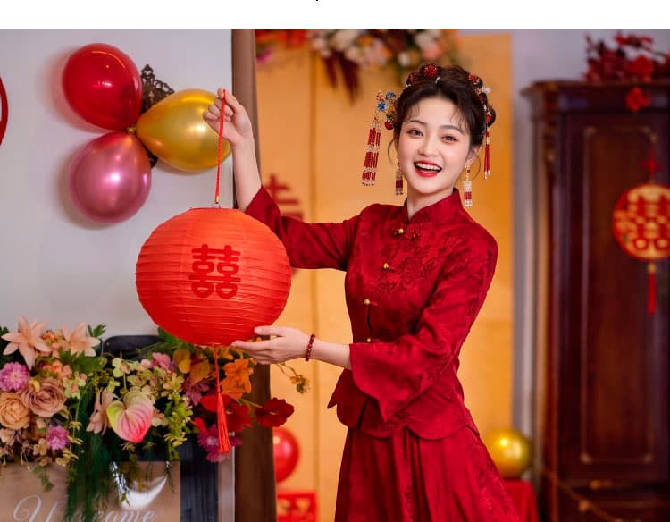 새로운 중식 빨간색 토스트 서비스 2026 새로운 신부 참여 예복 결혼 같은 날 캐주얼 의류 뒷문 서비스 여성 상세 이미지 12