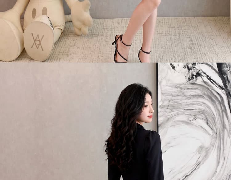 이른 가을 새로운 정장 칼라 단추 주름 장식 레트로 몸매 가꾸기 슬림해 보이는 품격 드레스 상세 이미지 18
