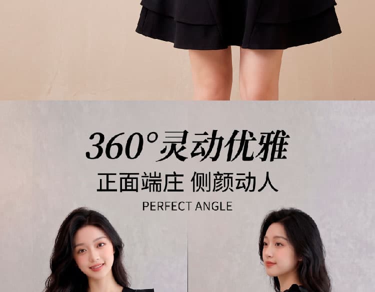 이른 가을 새로운 프랑스식 V넥 프릴 허리 수축 작은 검은 드레스 한 마디 긴팔 드레스 작은 키 상세 이미지 3