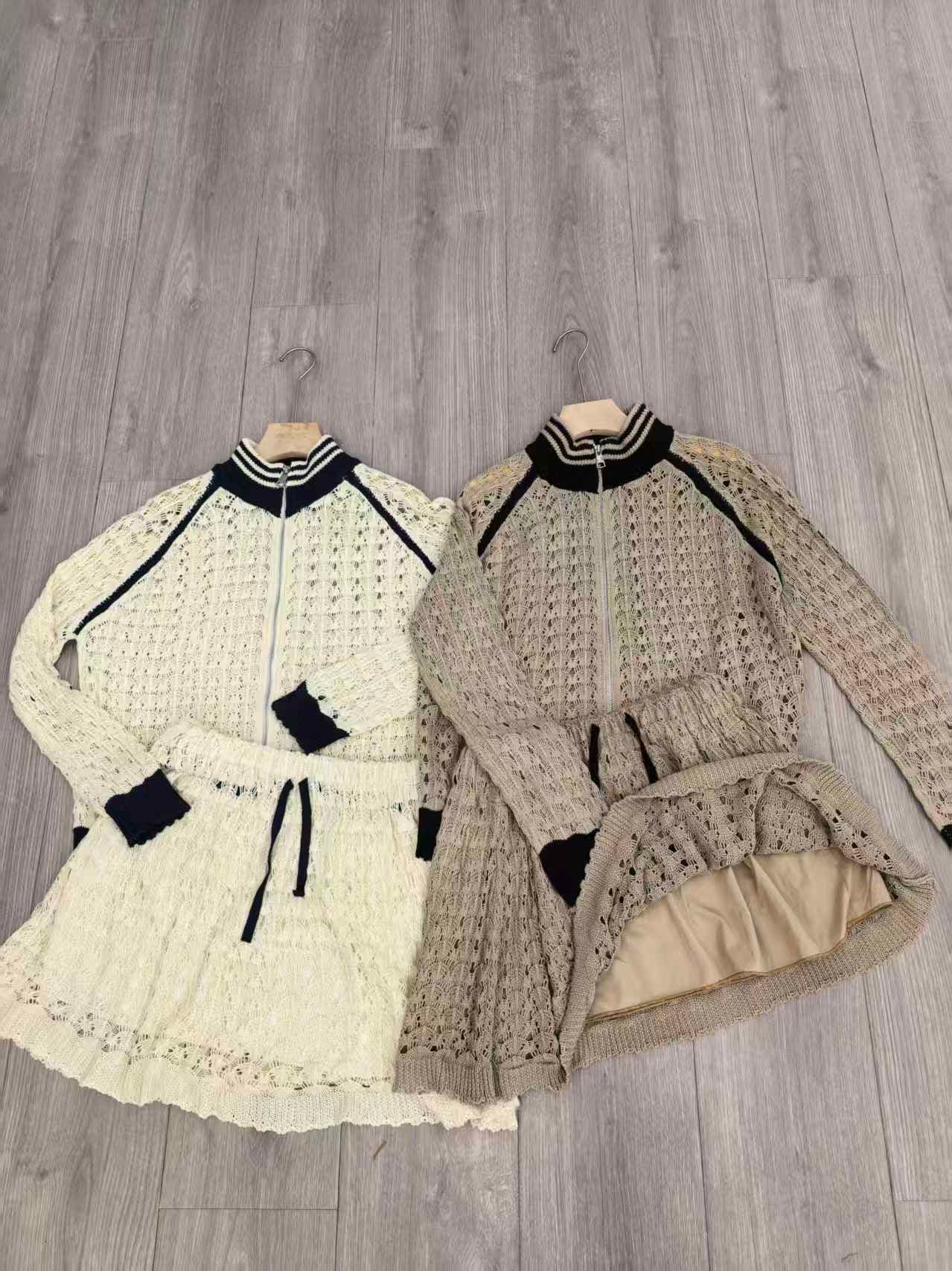 haute couture queen 선전 남쪽 기름 휴가 바람 홀로우 아웃 자수 니트 지퍼 오픈 가디건 미니 스커트 상세 이미지 6