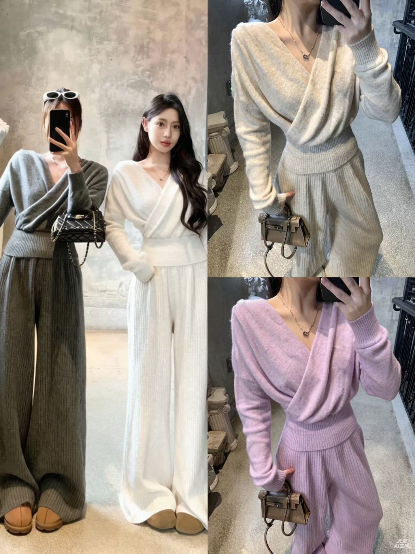 가을 캐주얼 바람 가을 겨울 와이드 레그 팬츠 맨위 패션 세트 캐주얼 슬림해 보이는 패션 프랑스식 상세 이미지 8
