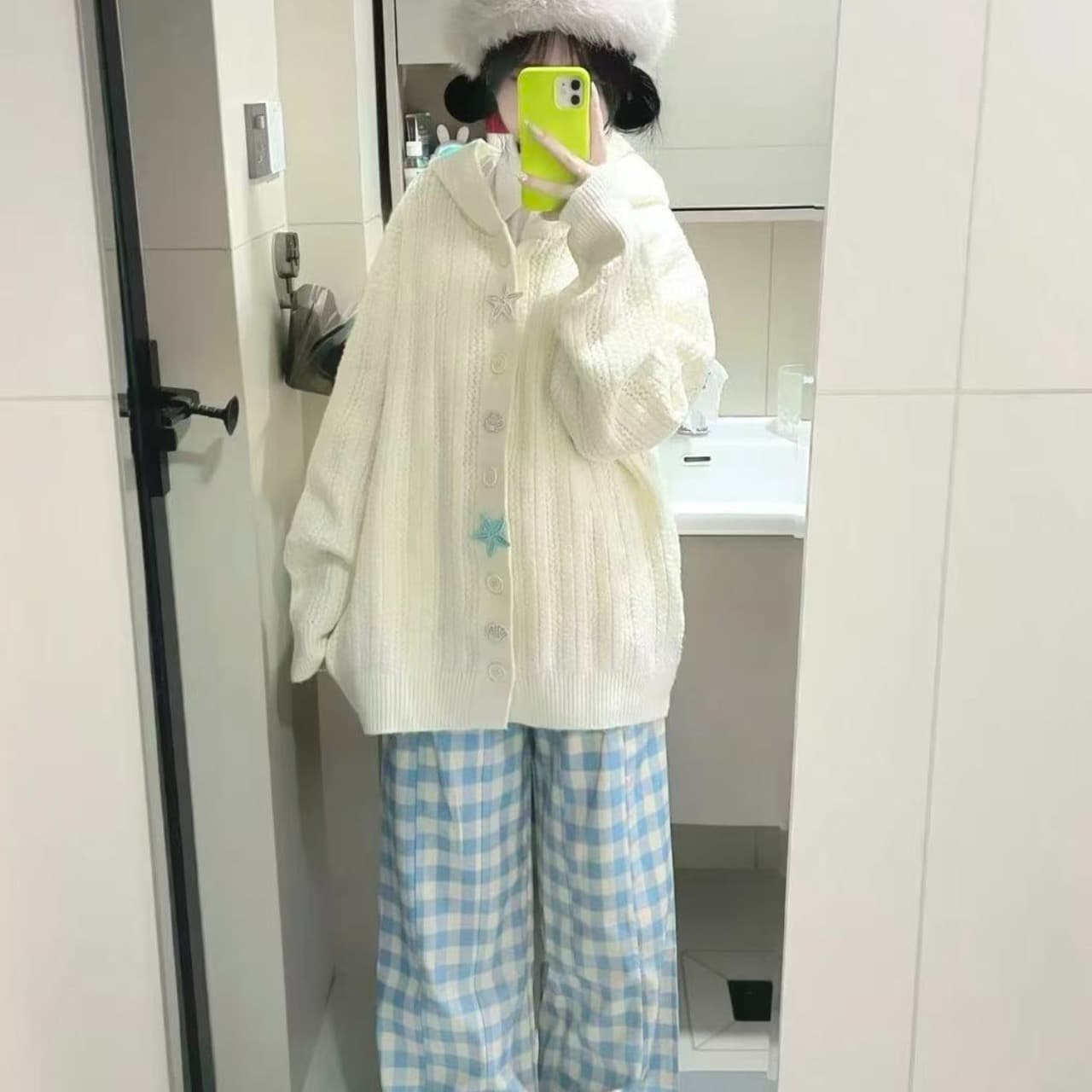 우유 씽 하는 소리 불가사리 니트 오픈 가디건 여성 가을 겨울철 착용 가져 가라. 새로운 디자인 센스 작은 대중 루즈핏 후드 스웨터 코트 상세 이미지 8