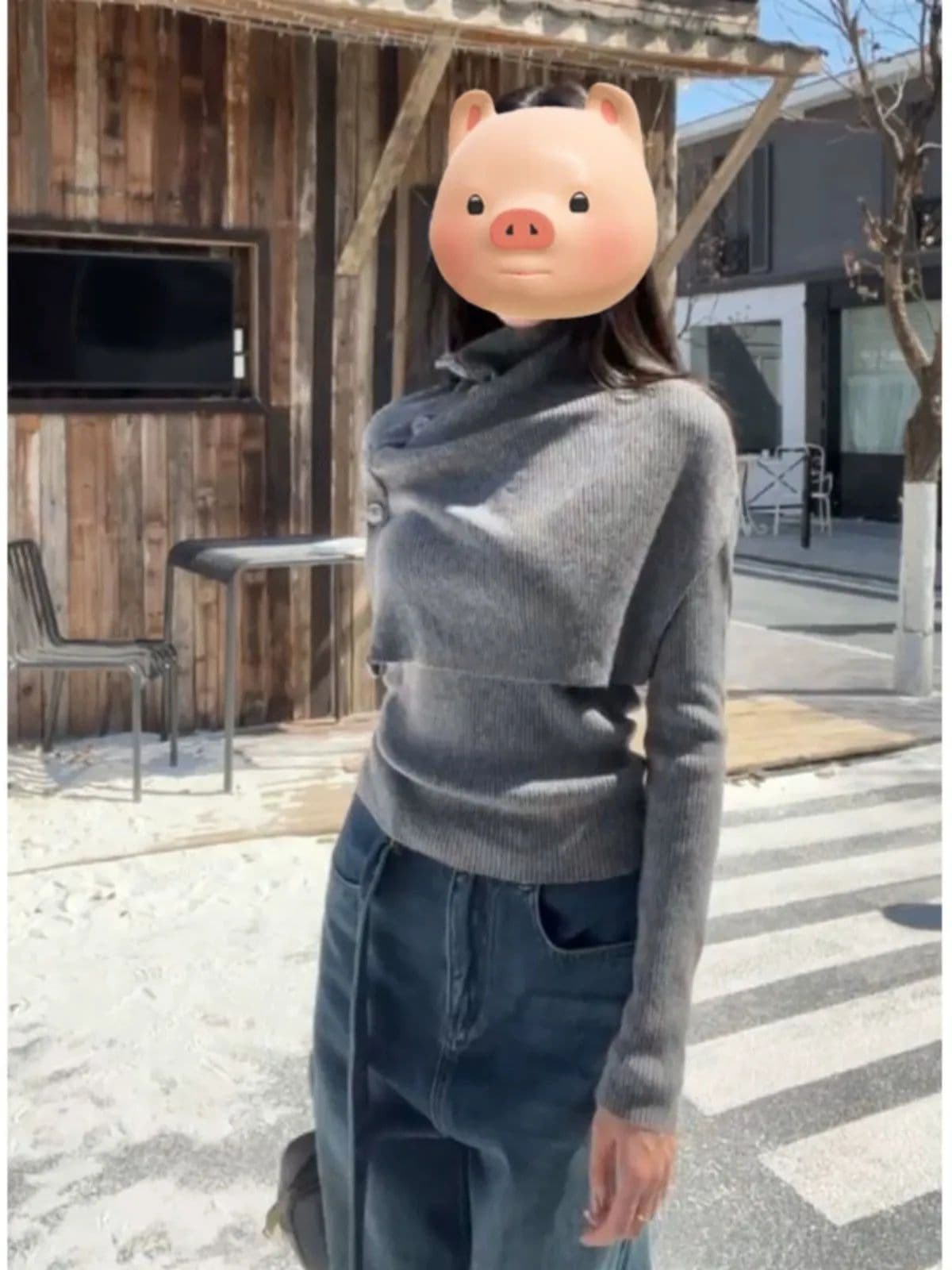 터틀넥 스웨터 여자 가을 겨울 새로운 몸매 가꾸기 니트 스웨터 목도리 숄 투피스 슈트 고급 센스 기본 셔츠 맨위 상세 이미지 5
