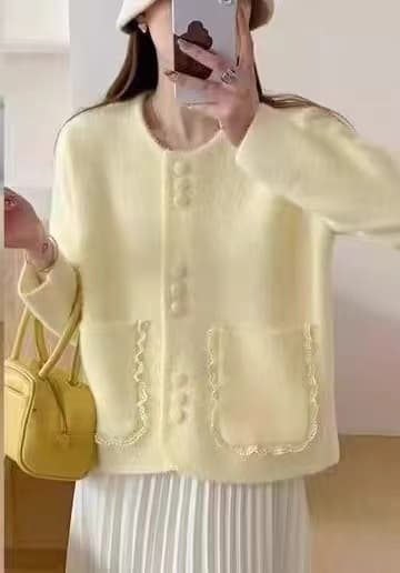 프랑스식 달콤함 수달 울 스웨터 여성 코트 가을 겨울 느긋한 작은 샤넬 스타일 고급 센스 루즈핏 니트 오픈 가디건 맨위 상세 이미지 12