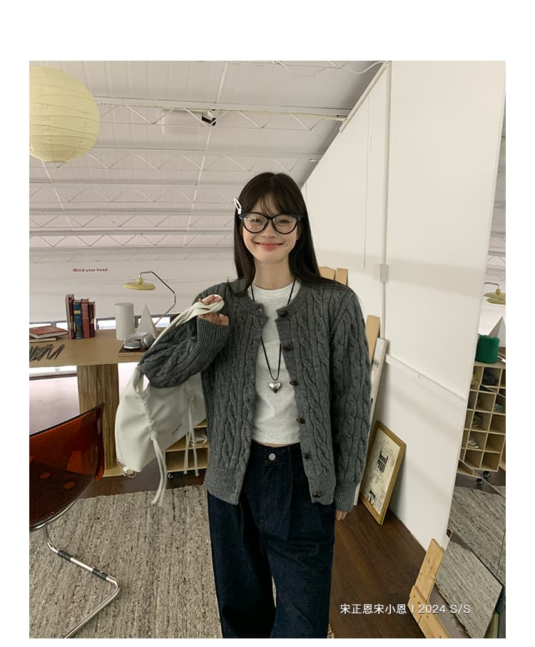 한국 레트로 스타일 단추 꽈배기 니트 오픈 가디건 여성 가을 새로운 루즈핏 한 부서 Chic 슬림해 보이는 긴팔 맨위 상세 이미지 10