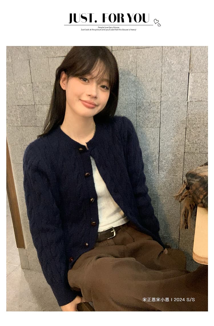 한국 레트로 스타일 단추 꽈배기 니트 오픈 가디건 여성 가을 새로운 루즈핏 한 부서 Chic 슬림해 보이는 긴팔 맨위 상세 이미지 47