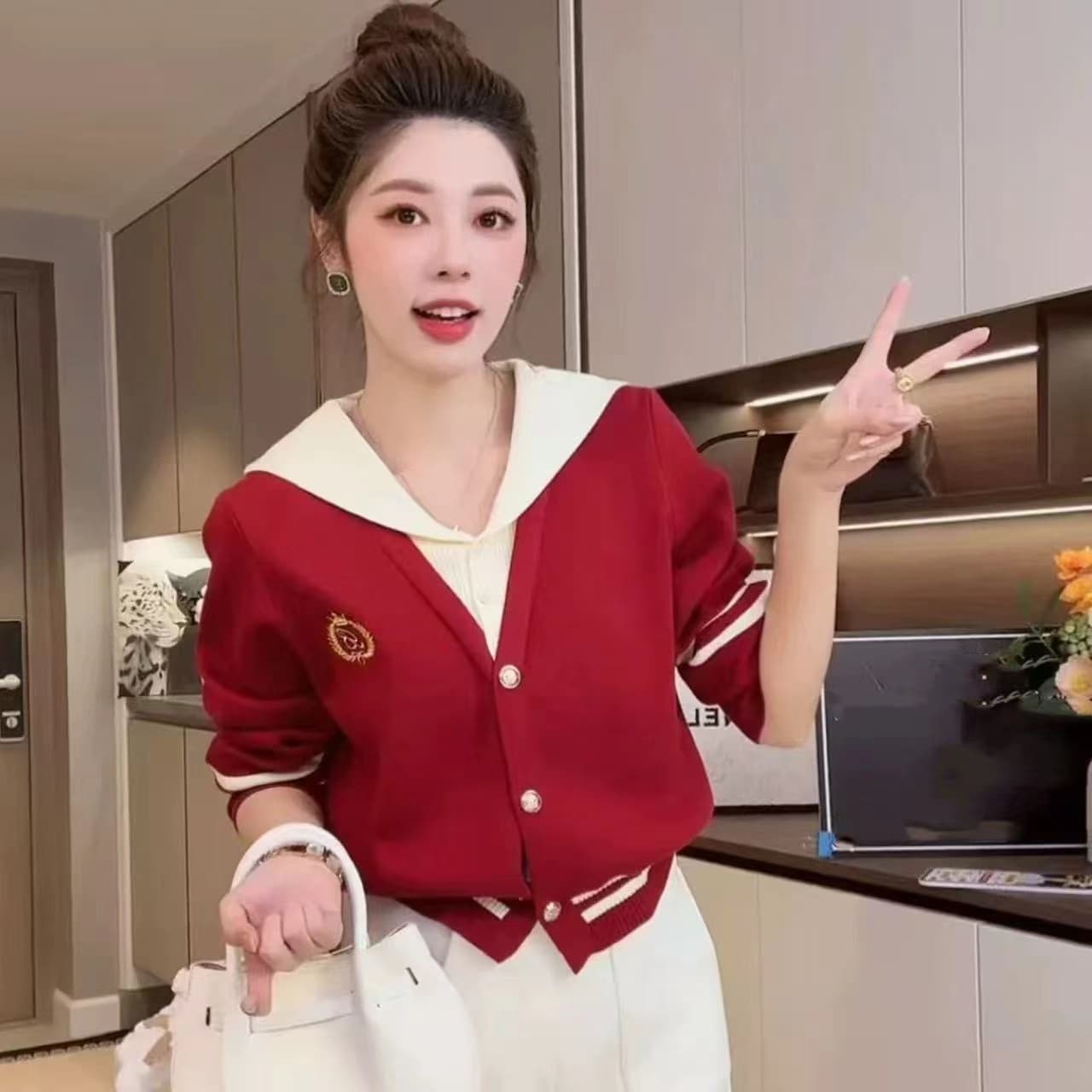 레트로 캐주얼 링 체크무늬 홀로우 아웃 니트 스웨터 조끼 여성 2026 새로운 여름 디자인 센스 몸매 가꾸기 민소매 맨위 이미지 5