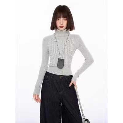 송 긍정적 인 En 화이트 터틀넥 스웨터 여자 단색 가을 겨울 쇼트 스타일 타이트 인사이드 가져 가라. 기본 셔츠 몸매 가꾸기 니트 스웨터 맨위 상세 이미지 12