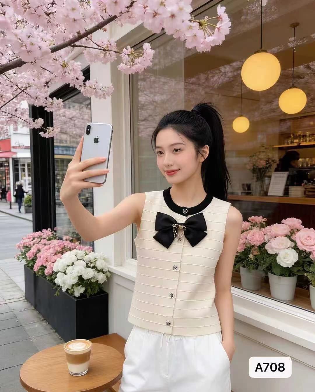 작은 샤넬 스타일 나비 매듭 니트 조끼 여자 여름 섹션 스택 착용 고급 센스 조끼 조끼 프랑스식 민소매 작은 맨위 상세 이미지 7