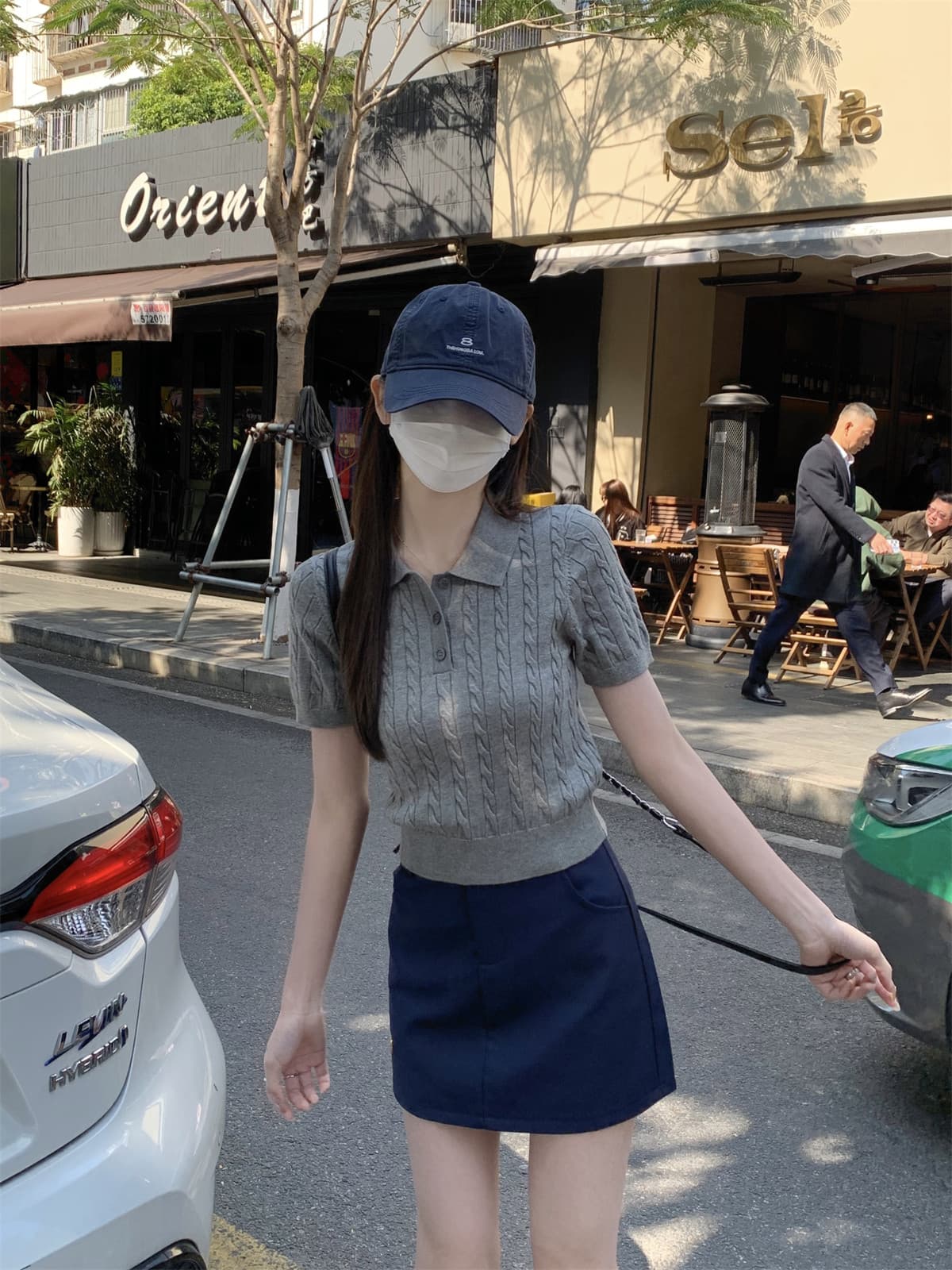 pusumede 레트로 니트 스웨터 반팔 티셔츠 여성 여름 얇은 스타일 캐주얼 POLO 칼라 꽈배기 긍정적 인 어깨 쇼트 스타일 맨위 상세 이미지 20