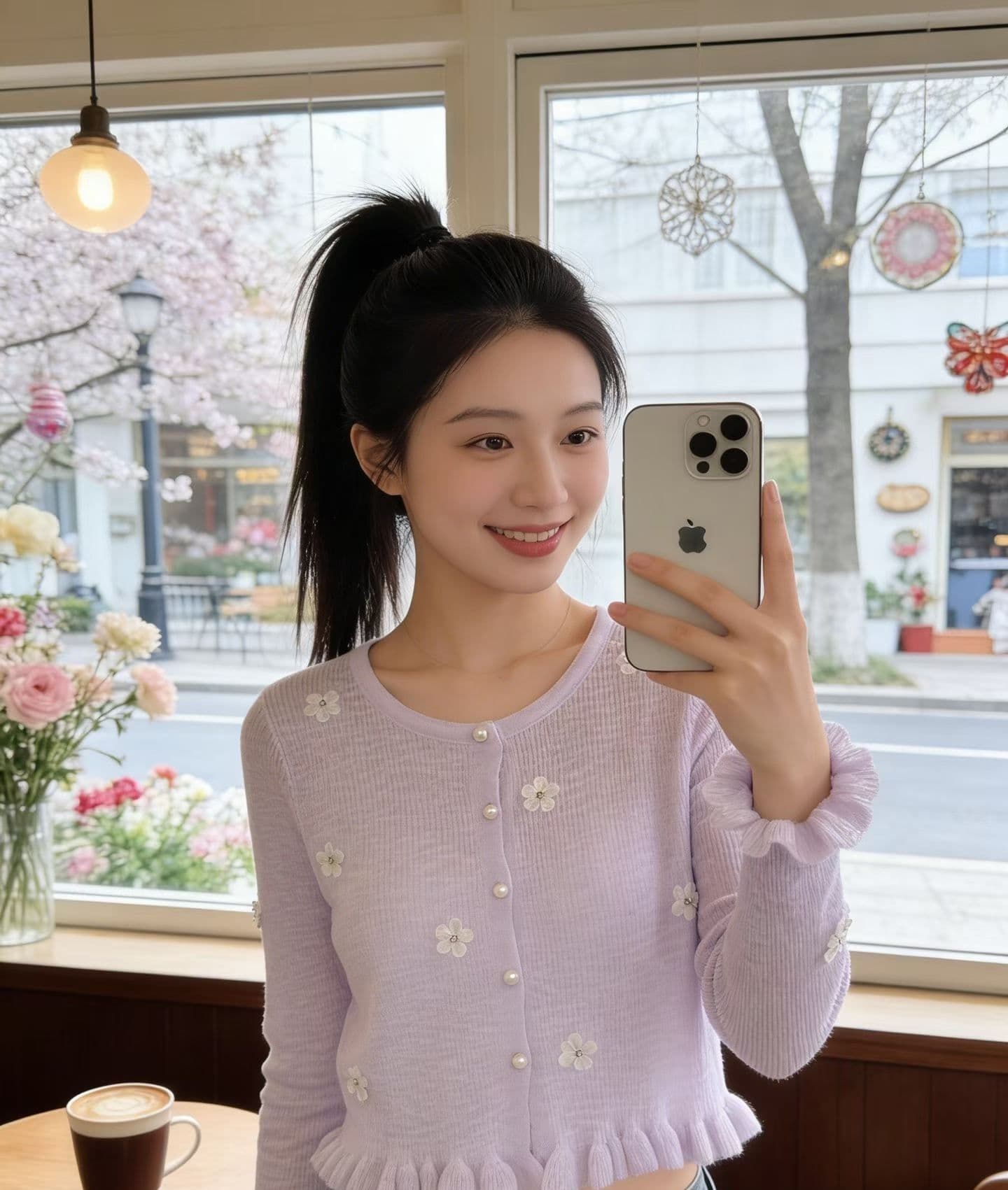 2026 년 여름 새로운 달콤한 ~ 중 소녀 센스 라운드 넥 3 차원 꽃 자외선 차단 의류 오픈 가디건 상세 이미지 2