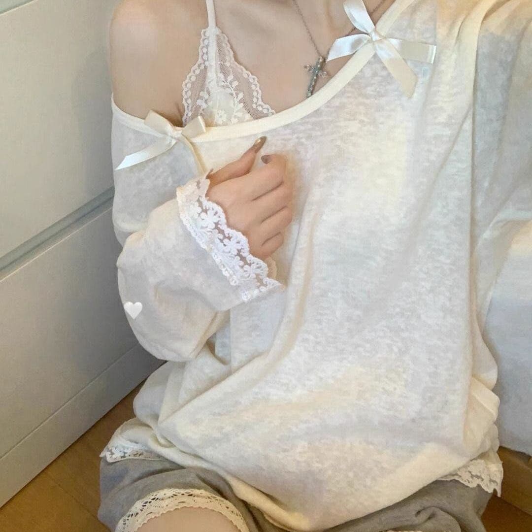 새로운 한 부서 나비 매듭 둘 착용 수 있습니다. 비스듬한 어깨 자외선 차단 블라우스 루즈핏 슬림해 보이는 다용도 얇은 스타일 맨위 ins 상세 이미지 11