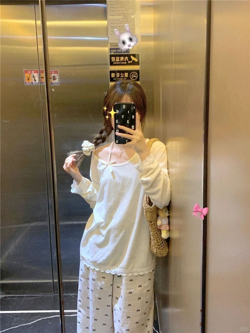 새로운 한 부서 나비 매듭 둘 착용 수 있습니다. 비스듬한 어깨 자외선 차단 블라우스 루즈핏 슬림해 보이는 다용도 얇은 스타일 맨위 ins 상세 이미지 15