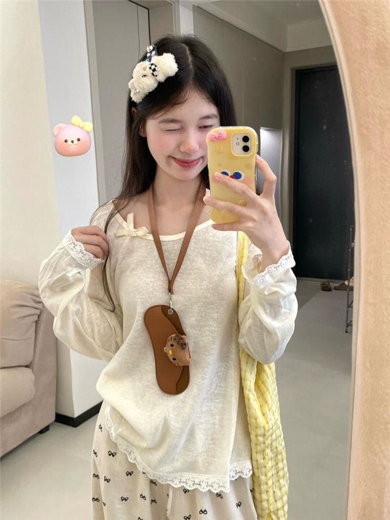 새로운 한 부서 나비 매듭 둘 착용 수 있습니다. 비스듬한 어깨 자외선 차단 블라우스 루즈핏 슬림해 보이는 다용도 얇은 스타일 맨위 ins 상세 이미지 23