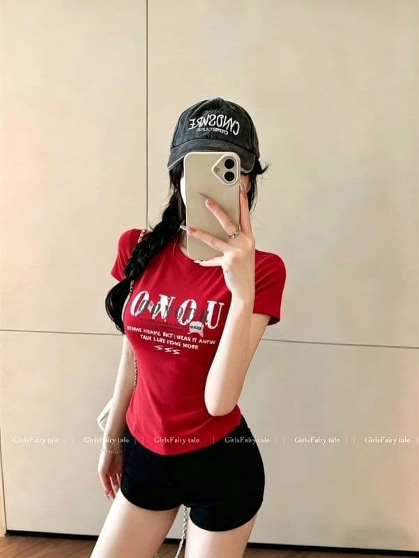 거리 달콤한 매운맛 chic 알파벳 프린트 반팔 긍정적 인 어깨 티셔츠 여성 여름 몸매 가꾸기 쇼트 스타일 맨위 상세 이미지 23
