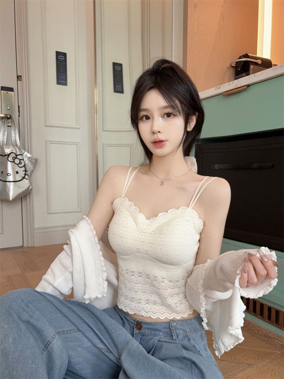 순수한 욕망 섹시함 리본 행침 목 튜브탑 조끼 여성 여름 레트로 몸매 가꾸기 포장 가슴 외출용 달콤함 인사이드 가져 가라. 작은 맨위 상세 이미지 12
