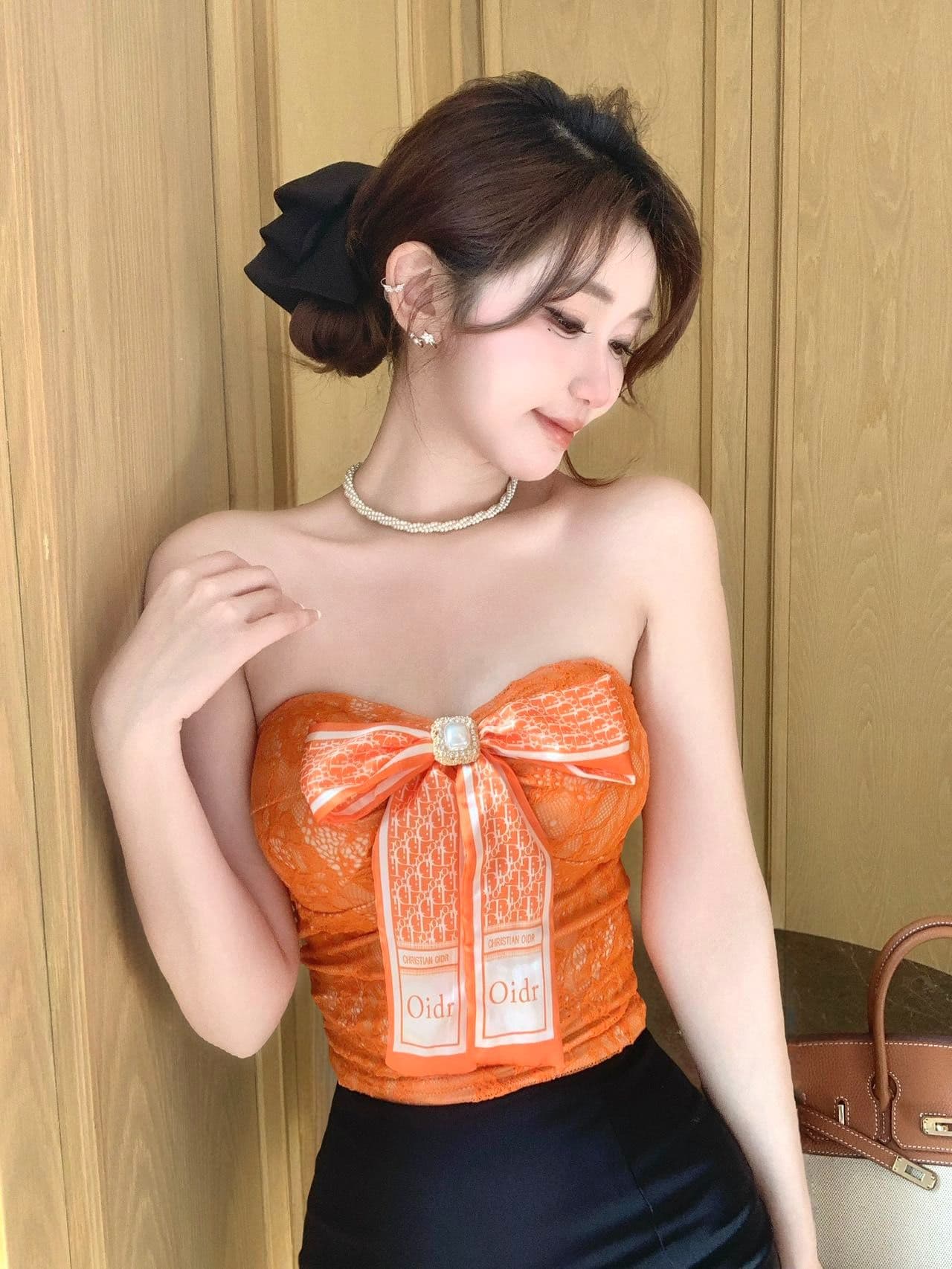 벨트 가슴 패드 레이스 조각 나비 매듭 한 단어 와이 어깨끈 없음 포장 가슴 여성 여름 민소매 튜브탑 조끼 상세 이미지 5