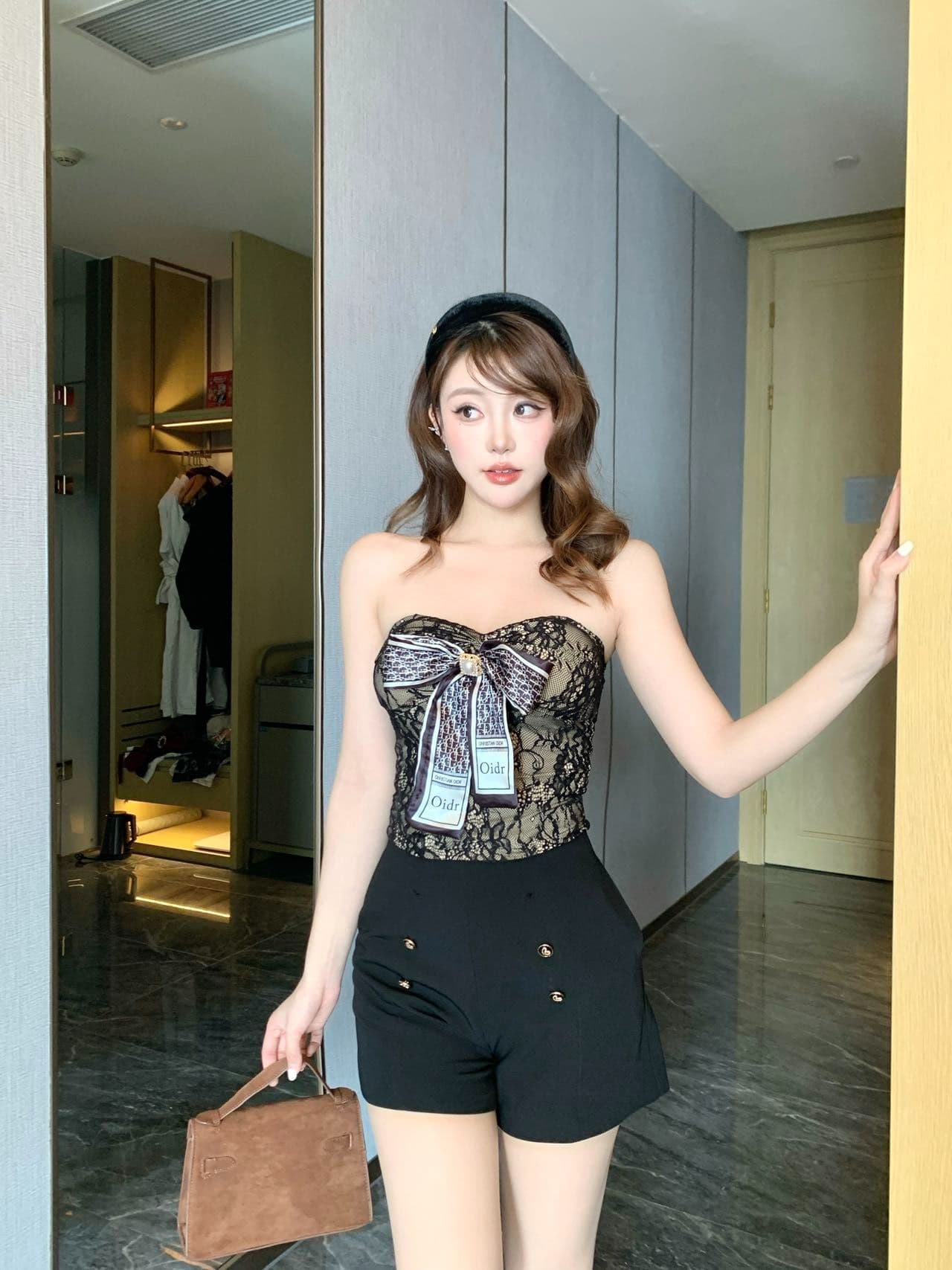 벨트 가슴 패드 레이스 조각 나비 매듭 한 단어 와이 어깨끈 없음 포장 가슴 여성 여름 민소매 튜브탑 조끼 상세 이미지 13