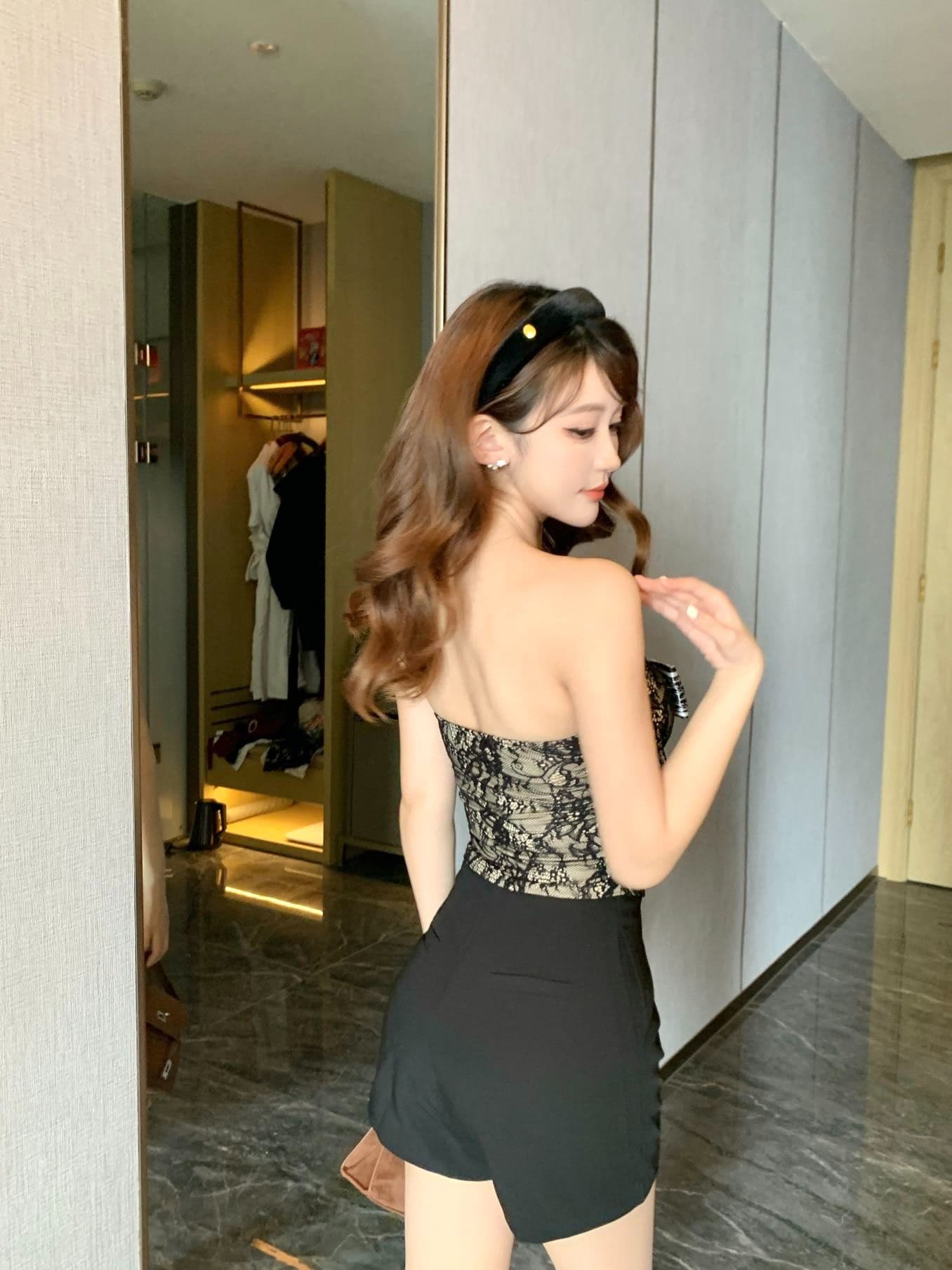벨트 가슴 패드 레이스 조각 나비 매듭 한 단어 와이 어깨끈 없음 포장 가슴 여성 여름 민소매 튜브탑 조끼 상세 이미지 17