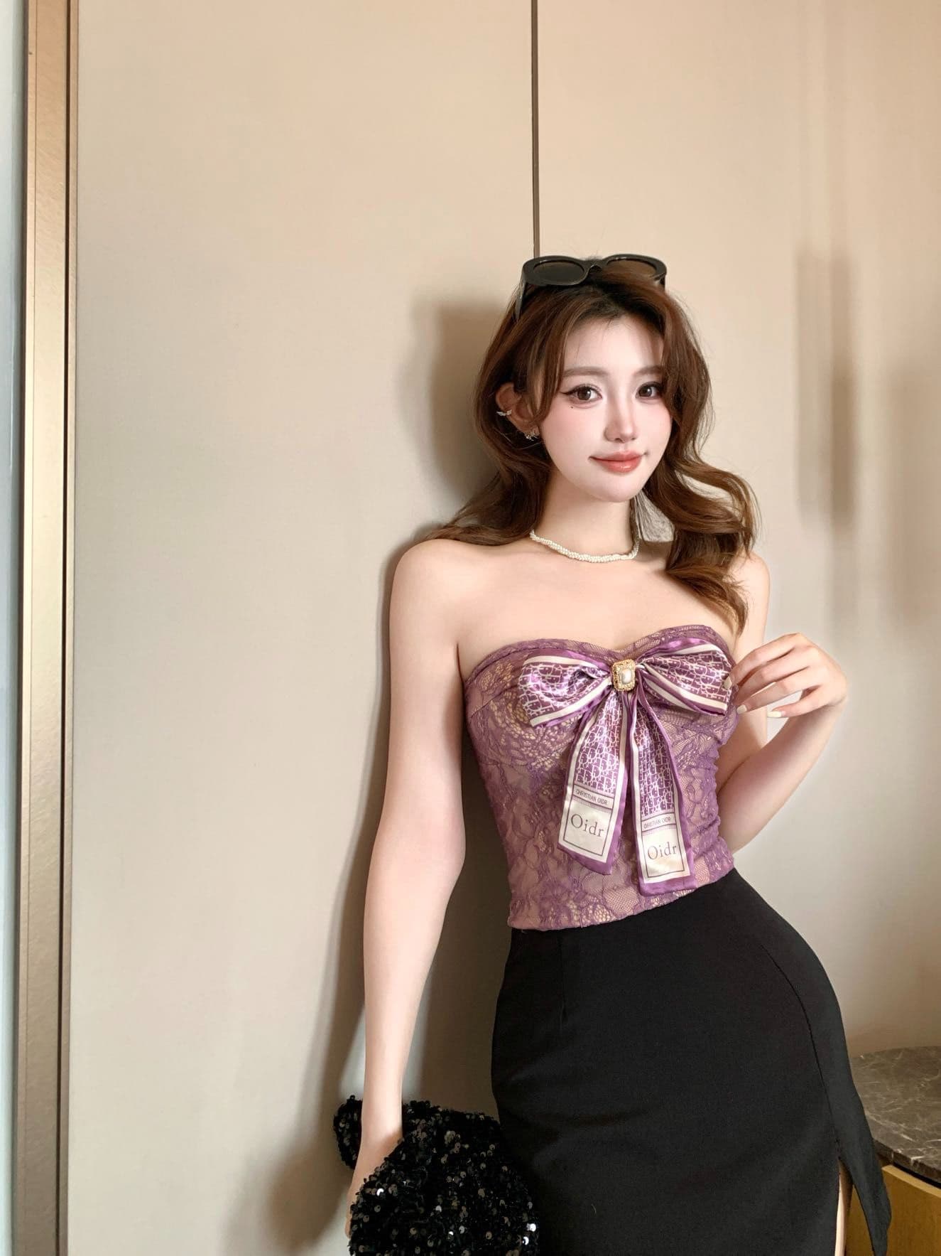 벨트 가슴 패드 레이스 조각 나비 매듭 한 단어 와이 어깨끈 없음 포장 가슴 여성 여름 민소매 튜브탑 조끼 상세 이미지 23