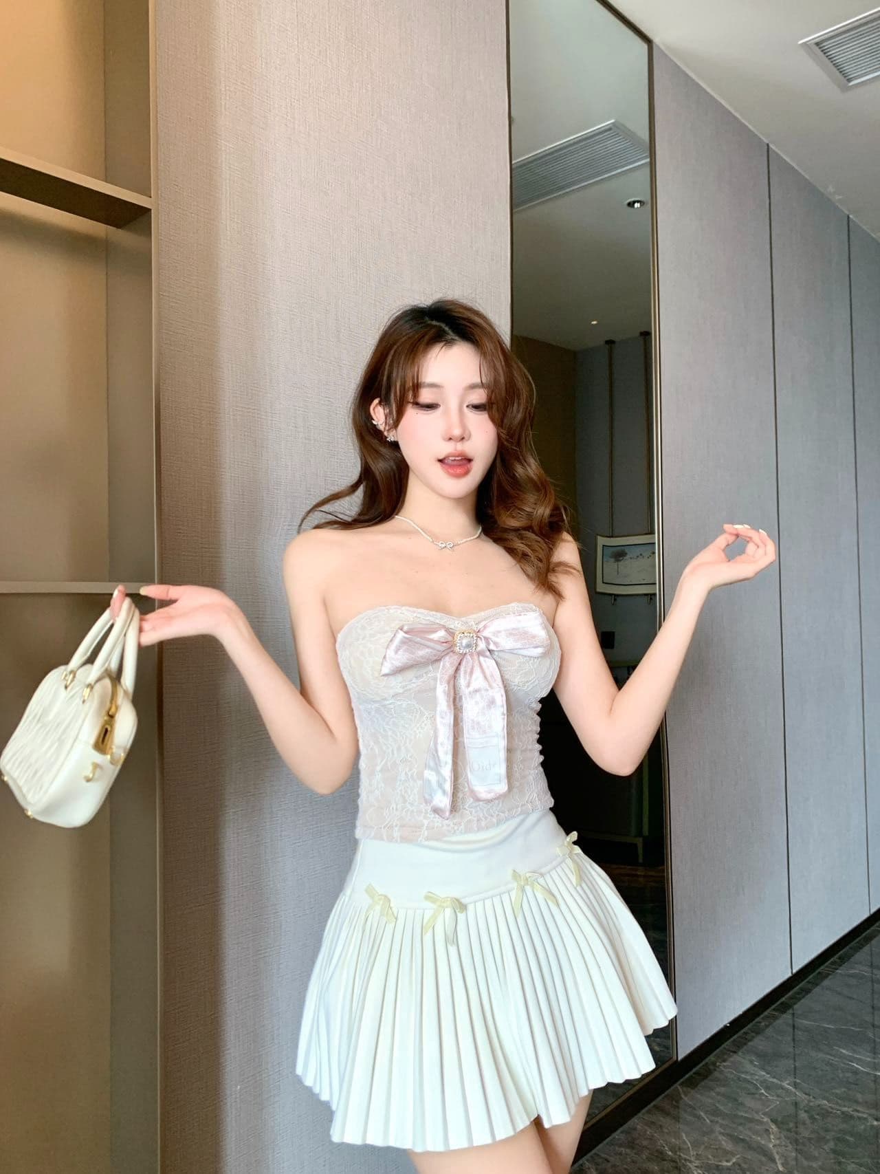 벨트 가슴 패드 레이스 조각 나비 매듭 한 단어 와이 어깨끈 없음 포장 가슴 여성 여름 민소매 튜브탑 조끼 상세 이미지 29