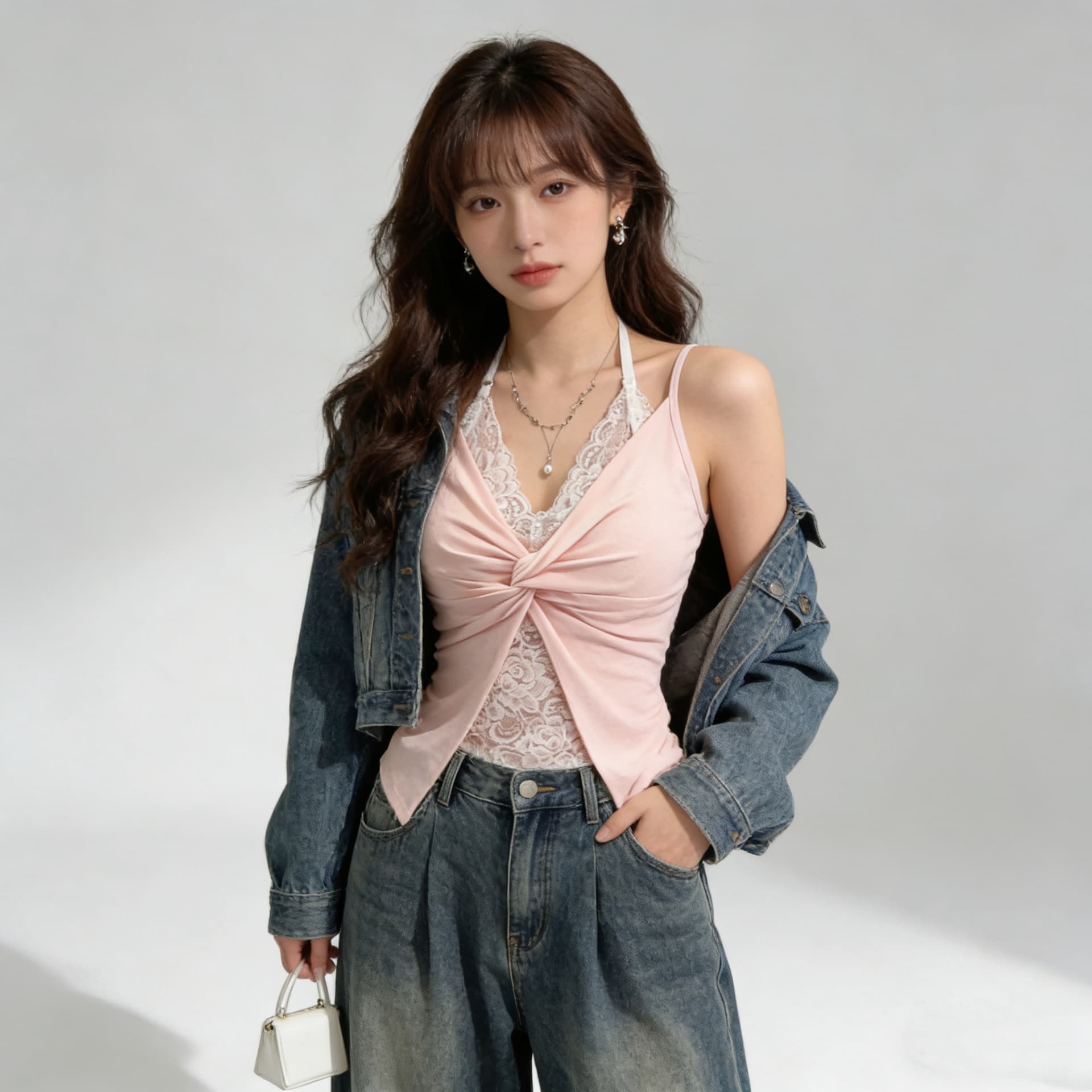 부드러운 순수한 욕망 바람 레이스 조각 비틀림 캐미솔 V넥 슬림해 보이는 몸매 가꾸기 인사이드 가져 가라. 외출용 핫걸 맨위 상세 이미지 12