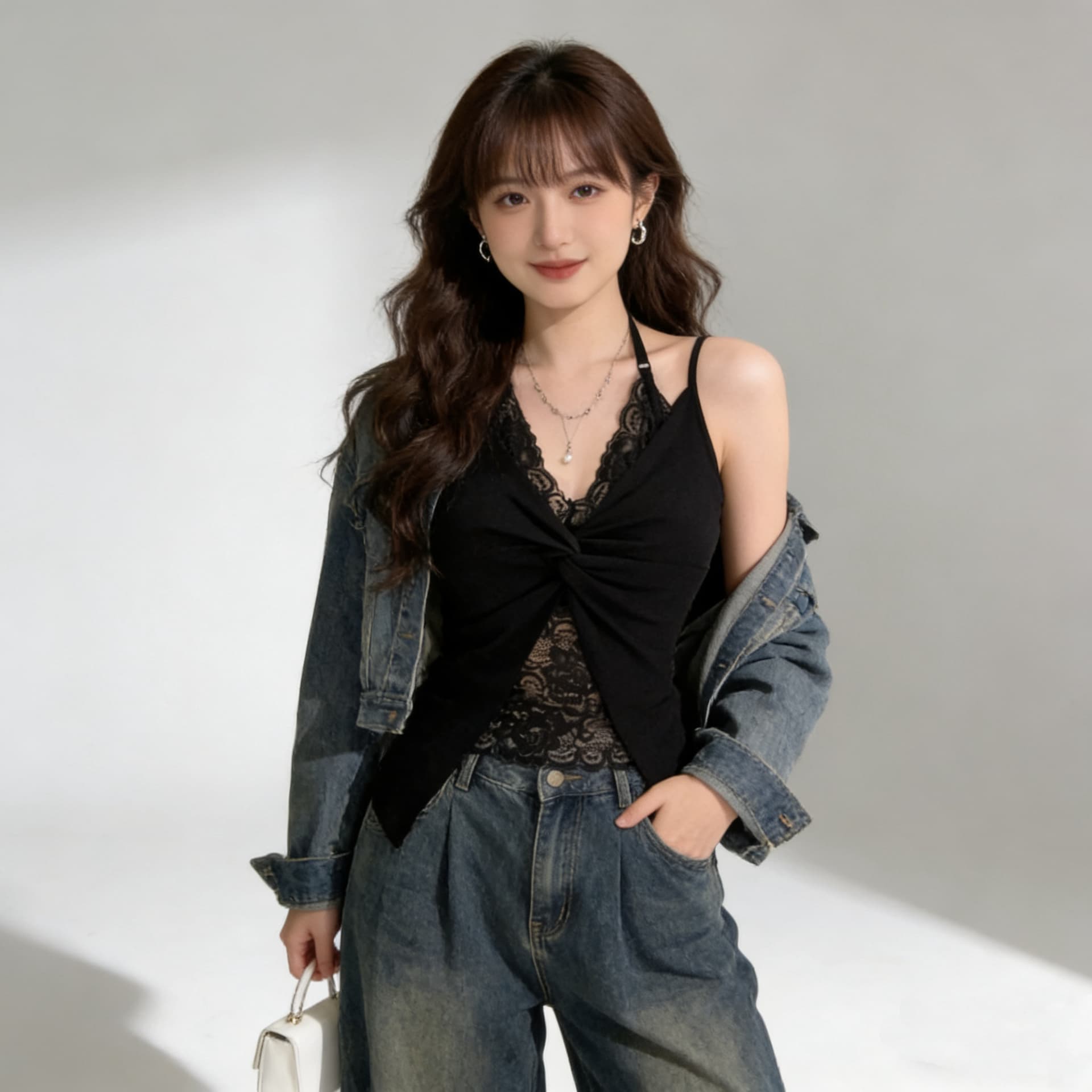 부드러운 순수한 욕망 바람 레이스 조각 비틀림 캐미솔 V넥 슬림해 보이는 몸매 가꾸기 인사이드 가져 가라. 외출용 핫걸 맨위 상세 이미지 18