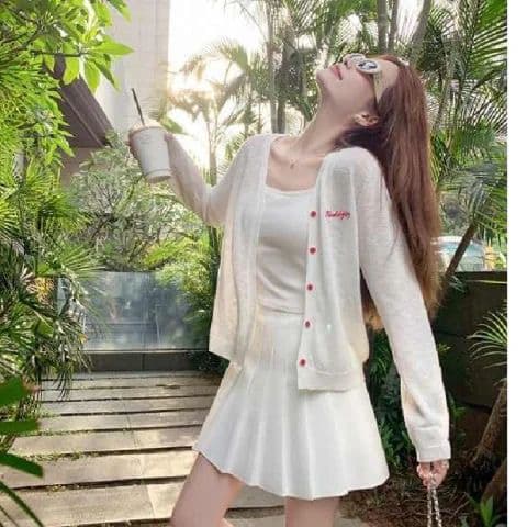 한 번 작은 짭짤한 한 부서 화이트 얇은 스타일 자외선 차단 니트 오픈 가디건 여성 여름 외부 가져 가라. 블라우스 짧은 외투 맨위 상세 이미지 6