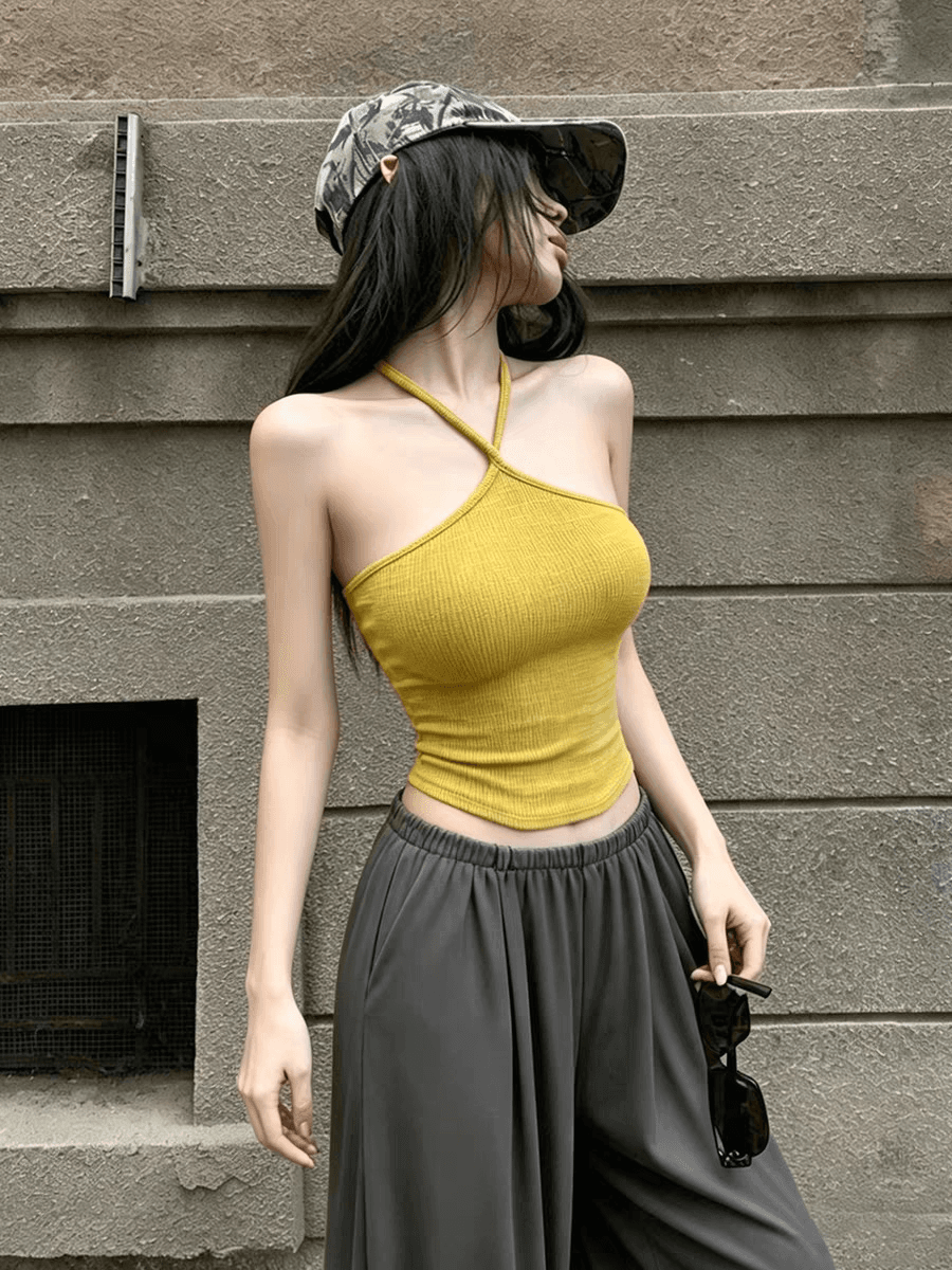 로얄 자매 섹시한 아름다움 뒤로 행침 목 캐미솔 여름 외출용 디자인 센스 몸매 가꾸기 핫걸 홀로우 아웃 맨위 상세 이미지 7
