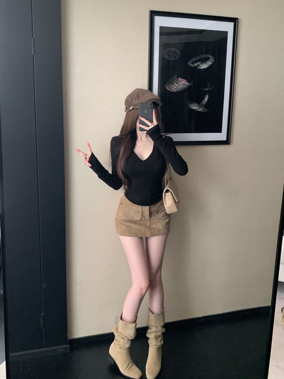 이른 가을 새로운 순수한 욕망 섹시함 깊은 V 넥 긍정적 인 어깨 긴팔 몸매 가꾸기 슬림해 보이는 다용도 작은 대중 기본 셔츠 맨위 상세 이미지 8