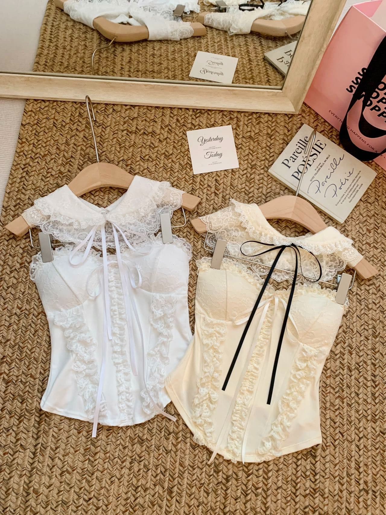 달콤함 프랑스식 순수한 욕망 바람 레이스 행침 목 조끼 여성 벨트 가슴 패드 인사이드 가져 가라. 명문 여성 천 골드 센스 민소매 튜브탑 맨위 상세 이미지 28