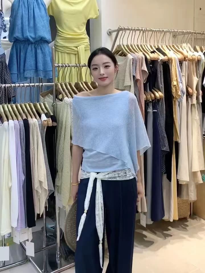 프랑스식 미니멀리즘 순수한 욕망 바람이 아닙니다. 대칭 디자인 센스 작은 대중 반팔 니트 스웨터 여름 새로운 맨위 상세 이미지 16