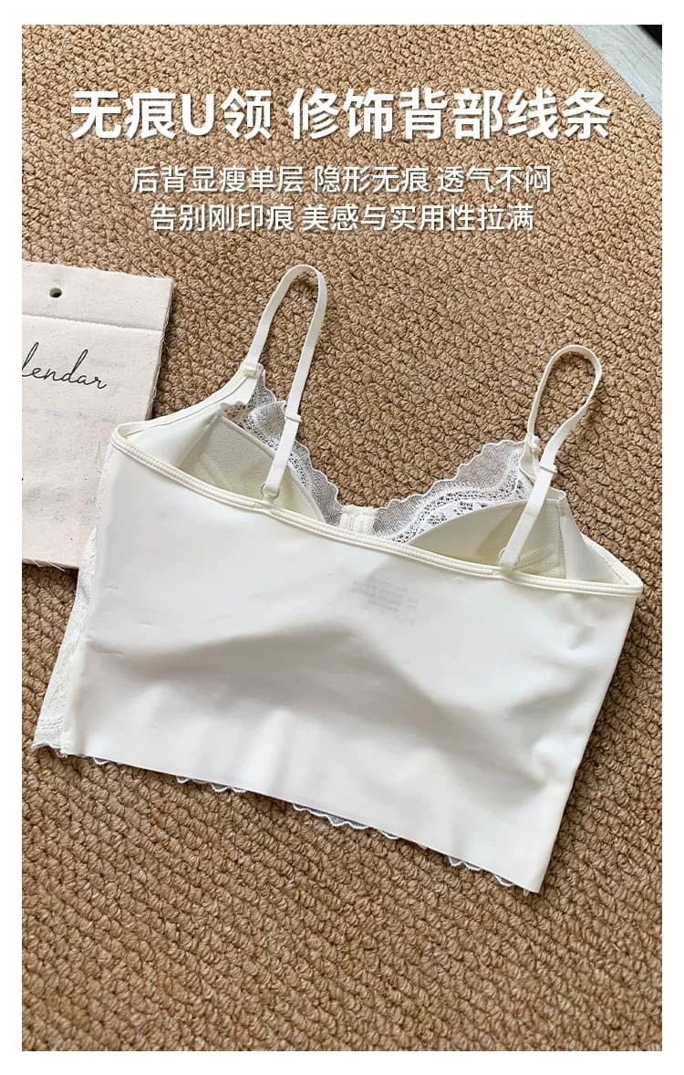 프랑스식 빛 럭셔리 3 차원 레이스 자수 인사이드 가져 가라. 여성 짧은 슬림해 보이는 나만의 것을 가져와 라. 가슴 패드 얇고 가벼운 통기성 조끼 슬립 상세 이미지 12