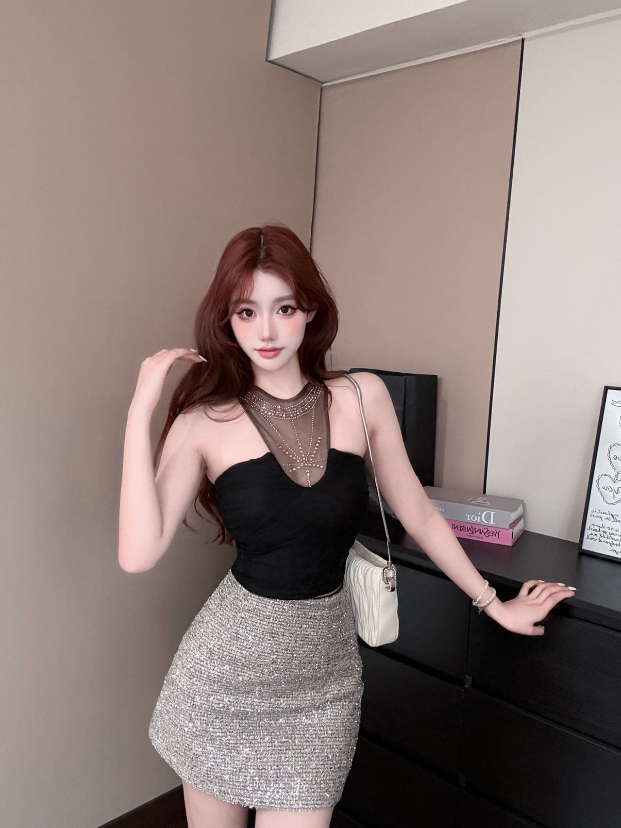 순수한 욕망 섹시함 행침 목 핫픽스 싸움 망사 튜브탑 한 부서 부드러운 바람 하이웨이스트 이슬 뼈의 몸매 가꾸기 슬림해 보이는 생선뼈 조끼 상세 이미지 11