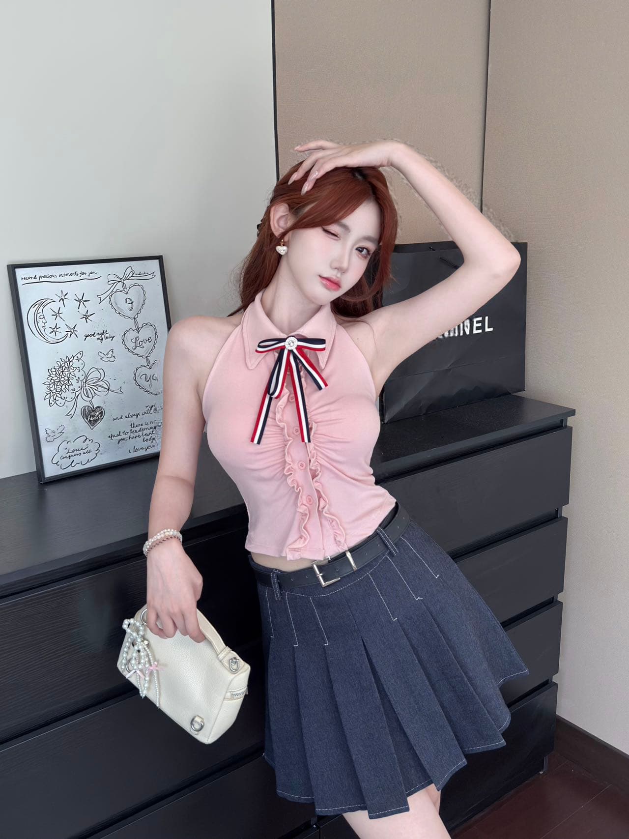핫걸 바람 가져 가라. 패션 외국 가스 고급 센스 민소매 쇼트 스타일 맨위 상세 이미지 18