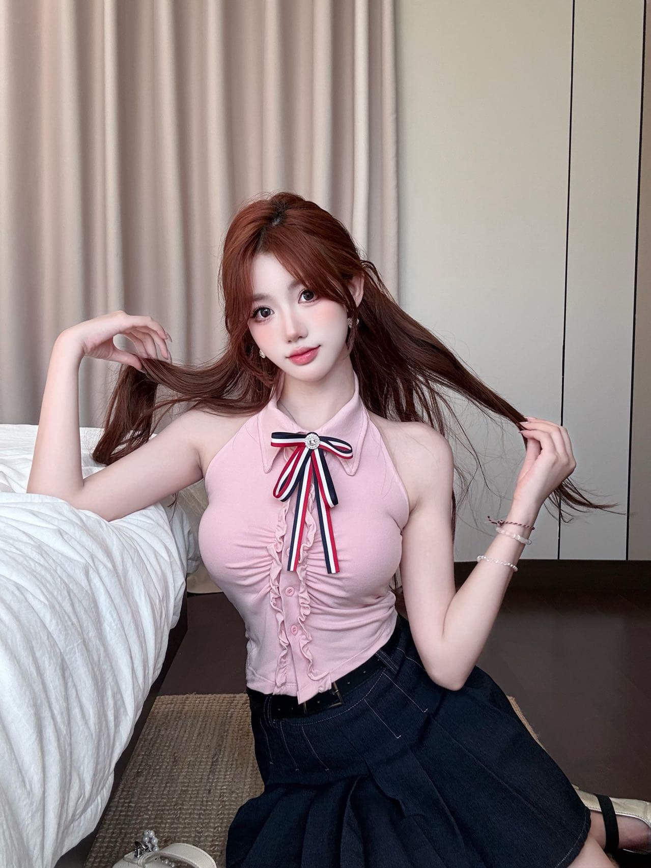 핫걸 바람 가져 가라. 패션 외국 가스 고급 센스 민소매 쇼트 스타일 맨위 상세 이미지 19