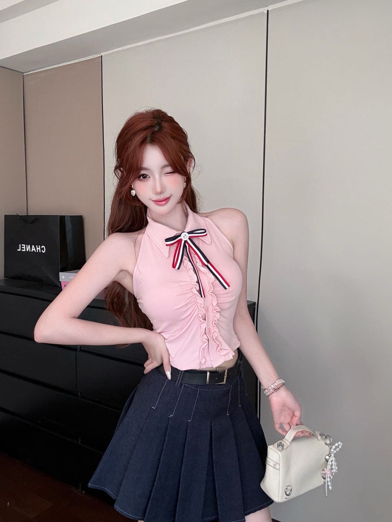 핫걸 바람 가져 가라. 패션 외국 가스 고급 센스 민소매 쇼트 스타일 맨위 상세 이미지 21