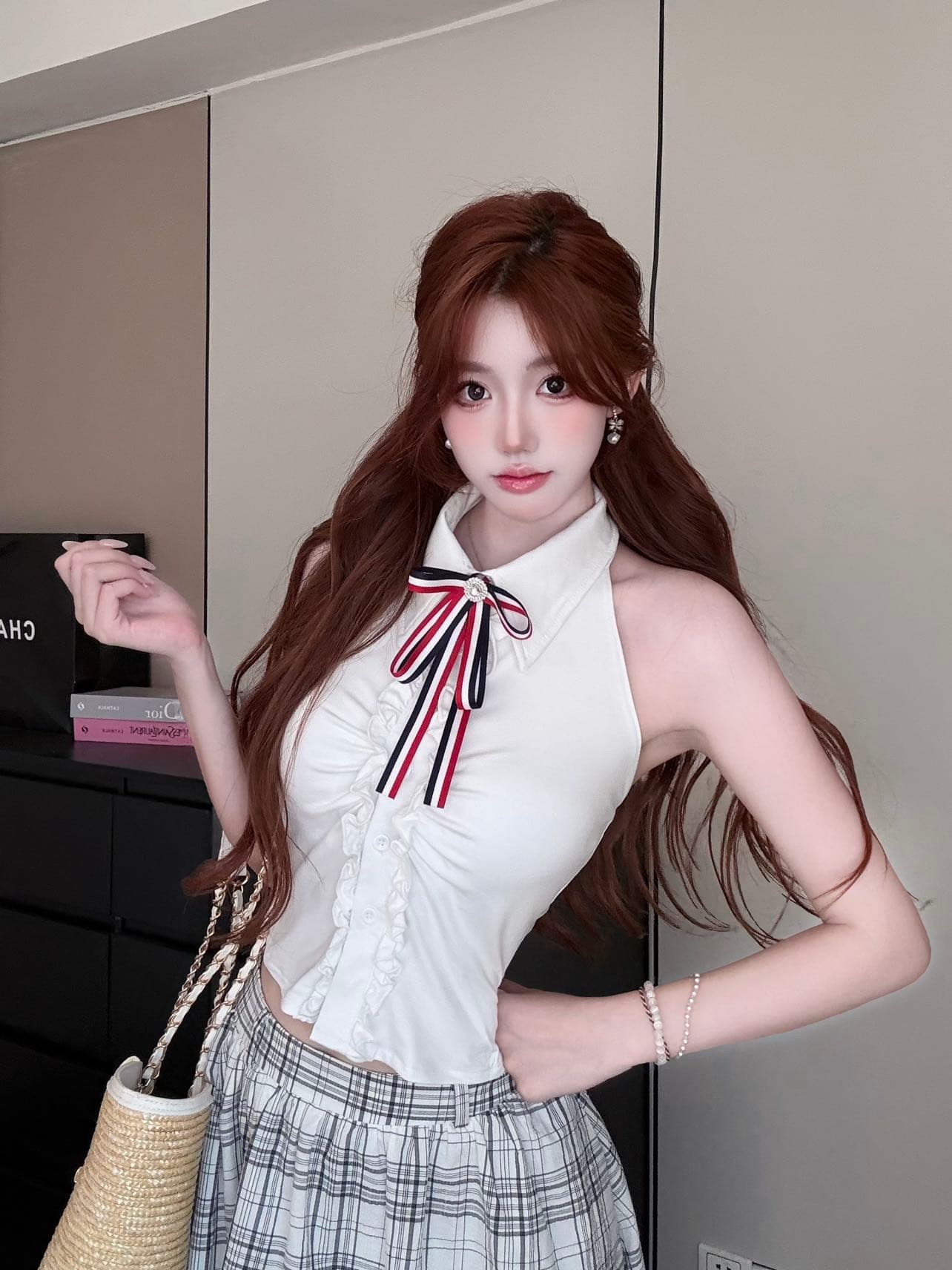 핫걸 바람 가져 가라. 패션 외국 가스 고급 센스 민소매 쇼트 스타일 맨위 상세 이미지 24
