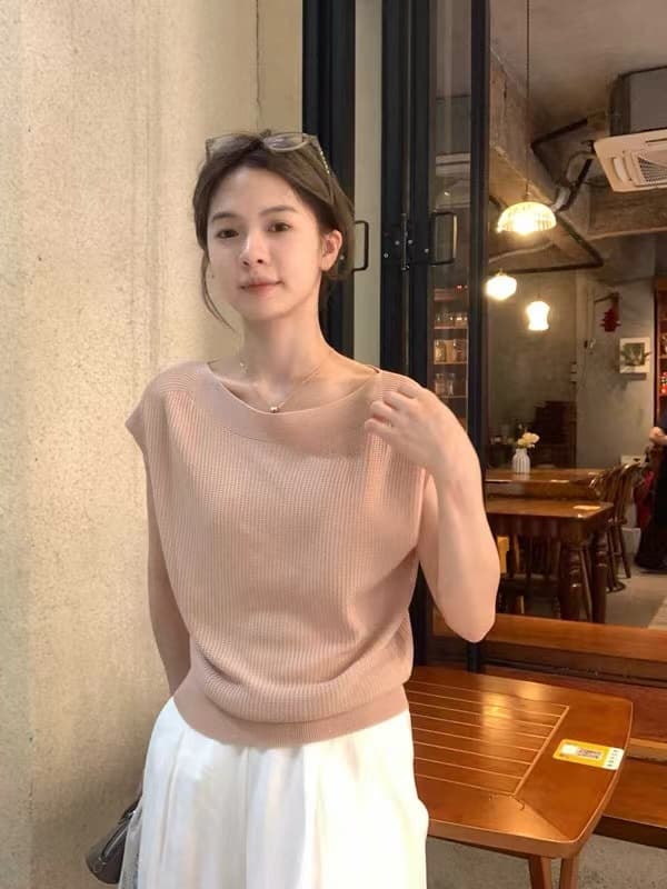 얼음 차가운 실크 반팔 빅 사이즈 여름 새로운 다용도 출퇴근 작은 날다 소매 루즈핏 품격 니트 스웨터 상세 이미지 2