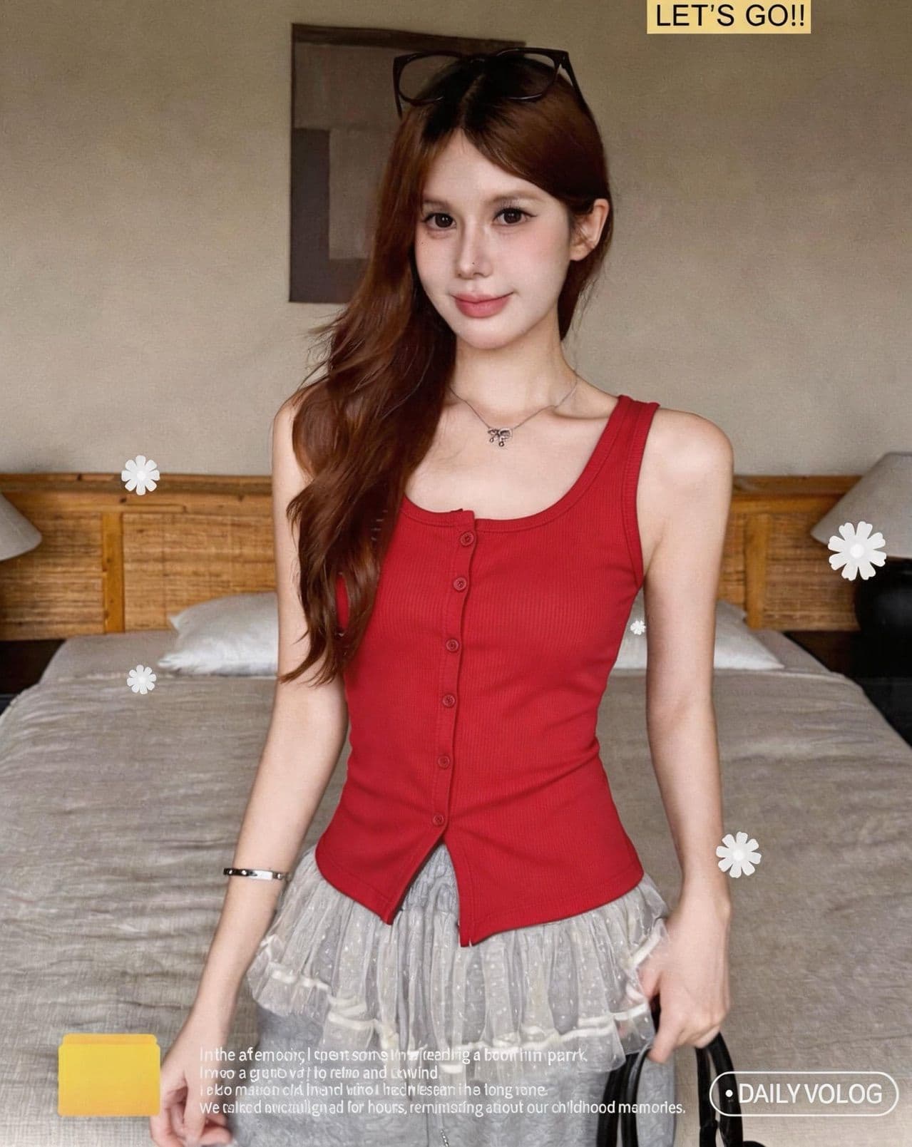 여름 새로운 순수한 욕망 바람 u 칼라 단추 디자인 와이드 어깨끈 캐미솔 벨트 가슴 패드 몸매 가꾸기 슬립 맨위 상세 이미지 9