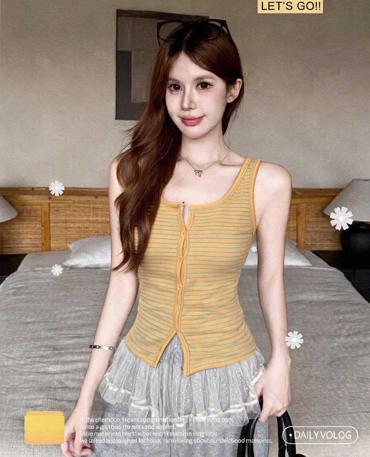 여름 새로운 순수한 욕망 바람 u 칼라 단추 디자인 와이드 어깨끈 캐미솔 벨트 가슴 패드 몸매 가꾸기 슬립 맨위 상세 이미지 10